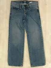 Denim Jean Blue Distressed Straight Leg Adjustable Waist Snap Boys Size 6