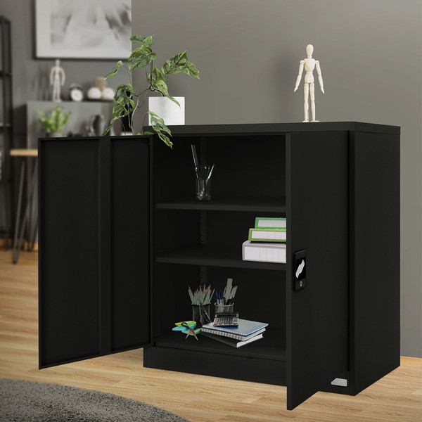 BüRoschrank Stahlschrank Aktenschrank Metallschrank 90X40X90 Cm Schwarz-image