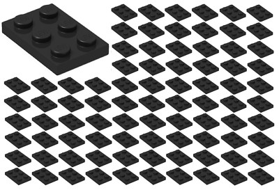 ☀️100x NEW LEGO 2x3 BLACK Plates (ID 3021) BULK Parts City Building ...