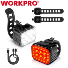 WORKPRO Bike Light Set Ultra Bright 8+13 Mode Rechargeable Bicycle Headlight Set