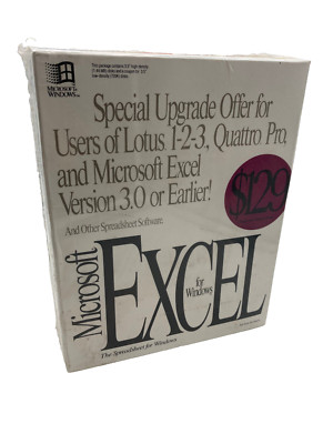 Sealed Microsoft Excel 4.0 for Windows Lotus 1-2-3 Quattro Pro 3.0