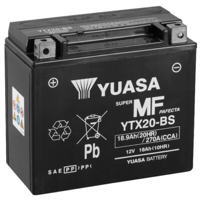 Motorrad Batterie YUASA YTX20-BS AGM geschlossen, 12V|18Ah|CCA:270A 175x87x155mm