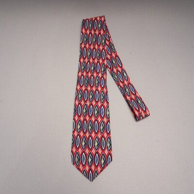 Robert Talbott Studio Tie Red Blue Geometric Silk Necktie Carmel Valley