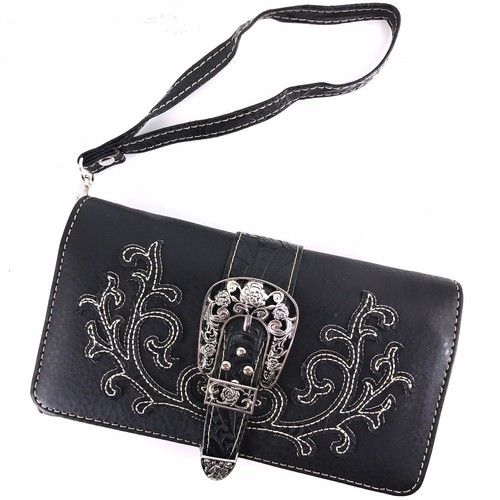 Justin West Western Floral CCW Stud Buckle Concealed Carry Handbag Purse Set - Picture 122 of 131