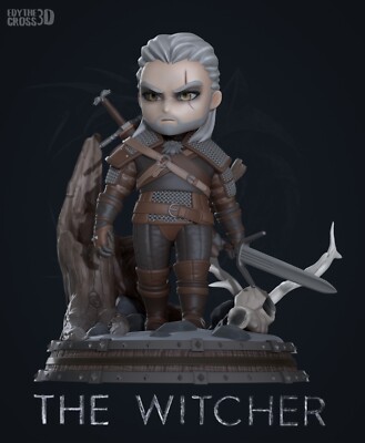 Chibi Geralt The Witcher Unpainted 16K Unassembled 3D printed Resin Model Kit