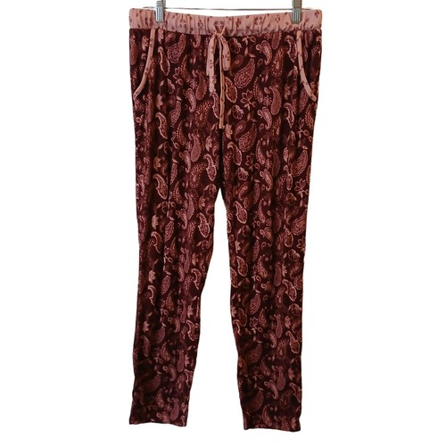 Lucky Brand Pajama Set Womens Small Burgundy Paisley Top Pants w/Pockets #I1 - Picture 5 of 8