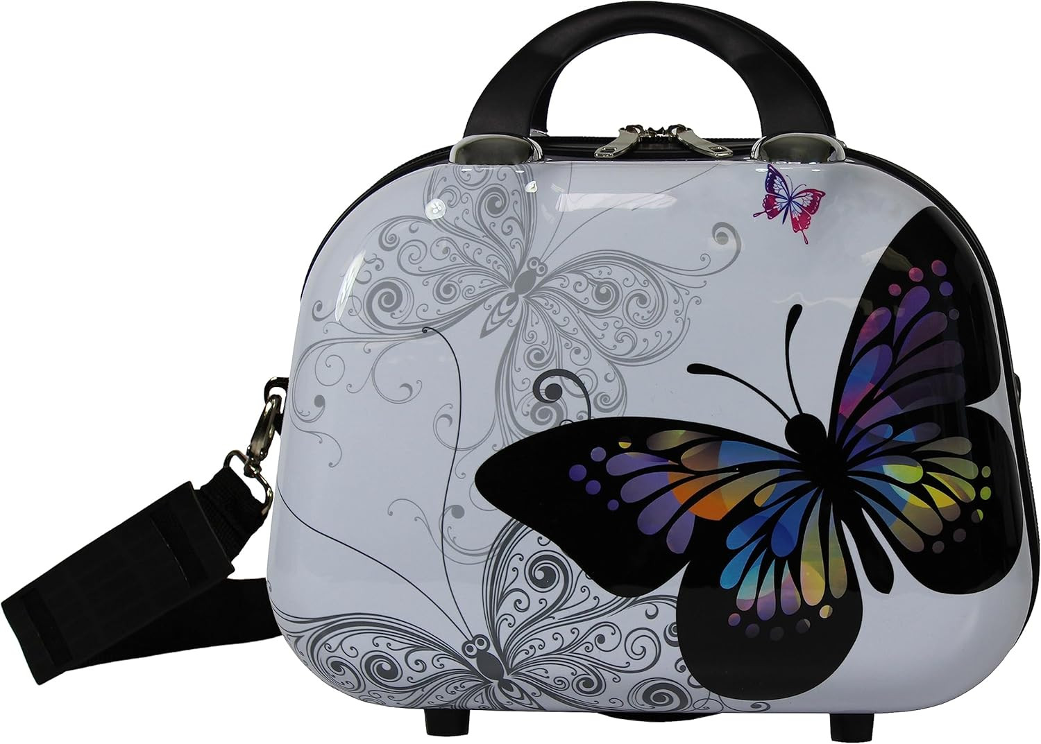 Butterfly 13-Inch Polycarbonate Hardside Cosmetic Case Shoul