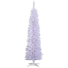 6FT Unlit Pencil Artificial Christmas Tree White 390 Tips Plastic Stand