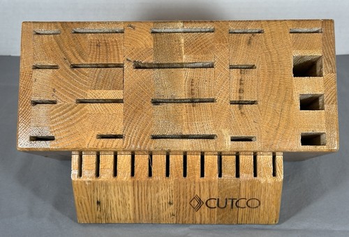 Cutco Ultimate 32 Slot Knife Block Oak Wood Large USA Replacement