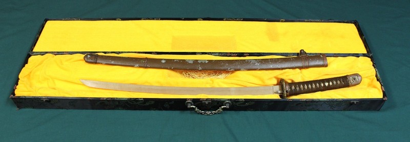 WW2 Japanese  Army Officer Sword with Field Scabbard Wood Blade W/ Box