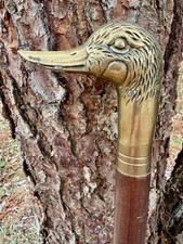 Antique Brass Duck Walking Stick 36  1890s / 1900s Victorian Gentlemans Artifact
