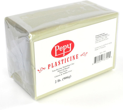 Reusable and Non-Drying Oil-Based Plasticine Modeling Clay, Cream, 2 Pounds, Sul