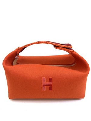 NEW AUTH HERMES FRANCE ORANGE FEU CANVAS SMALL BRIDE A BRAC