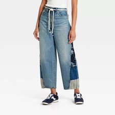 Women's High-Rise Easy Barrel Bandana Print Jeans - Universal Thread Medium Wash