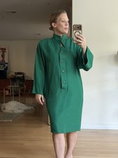 Vintage Oscar de la Renta Emerald Green Women's Designer Jacket Dress Size 10 M