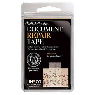 Lineco Archival Document Repair Tape, Repairs Paper 1''x12', White Translucent