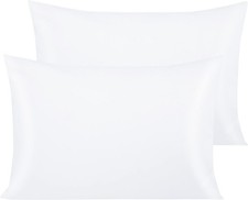 Queen Egyptian Cotton Sateen Pillowcases, Set of 2, White 500 Thread Count