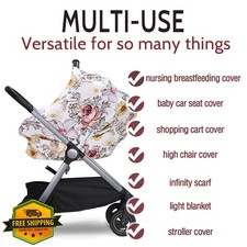 Floral Baby Car Seat Cover, Stretchy Nursing Cover, Multi-Use Canopy