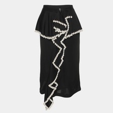 Givenchy Black Jersey Faux Pearl Embellished 2017 Resort Collection Midi Skirt M