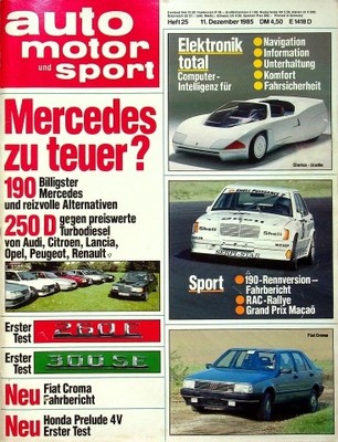 5) Auto Motor und Sport 25/1985 - Honda Prelude 2.0i-16 - Opel Olympia Rekord m