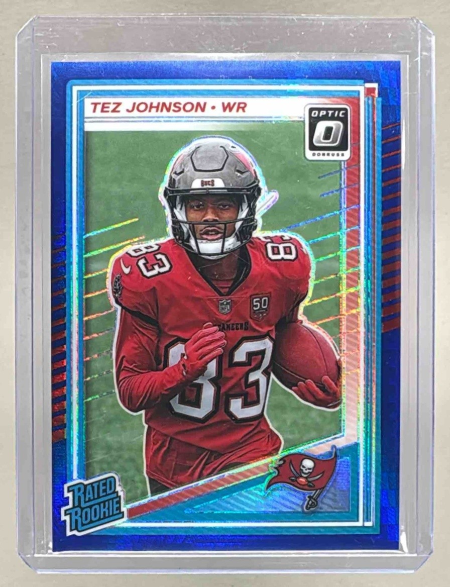 Tez Johnson 2025 Panini Donruss Optic #231 Blue Hyper Prizm Rated Rookie