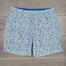 Peter Millar Swim Trunks Mens XL Aqua Fish Print Seaside Lined Quick Dry Shorts