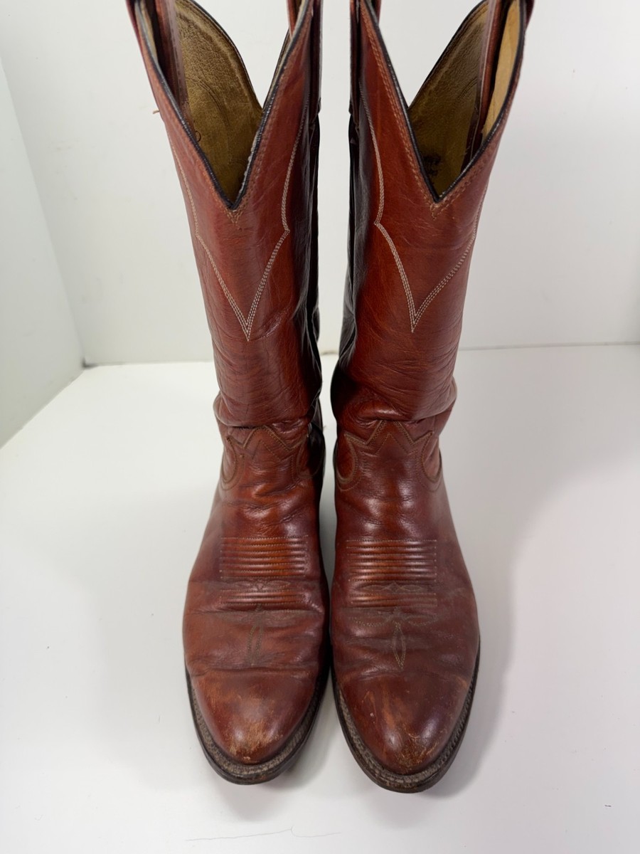Tony Lama Cowboy Western Boots Mens 6 D Marbled Brown Leather
