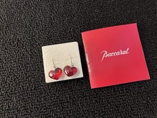 Red Heart Crystal Earring Pair Baccarat