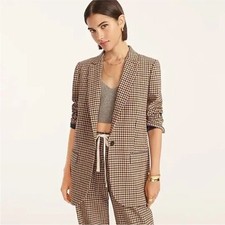 J.Crew Alfie Blazer in Honey Brown Plaid Italian Tollegno 1900 Wool Jacket 12