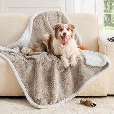 Dog Blanket Waterproof, Reversible Faux Fur Sherpa Pet Throw for Couch Sofa...