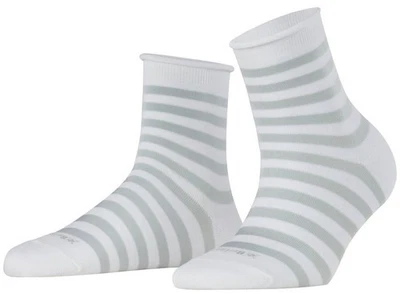 Burlington Aux femmes Swansea Rayé Coton Chaussettes - blanc - Photo 1/4
