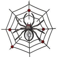 Christmas Spider Ornament with Red and Clear Crystals, Holiday Tree Decoration