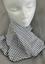 Vintage Womens Scarf Polka Dot Navy Blue White 29  x 10  Rectangle Made USA