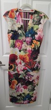 Ted Baker Floral Scuba Bodycon Midi Dress Size 3 Wedding Guest Date Night Spicy