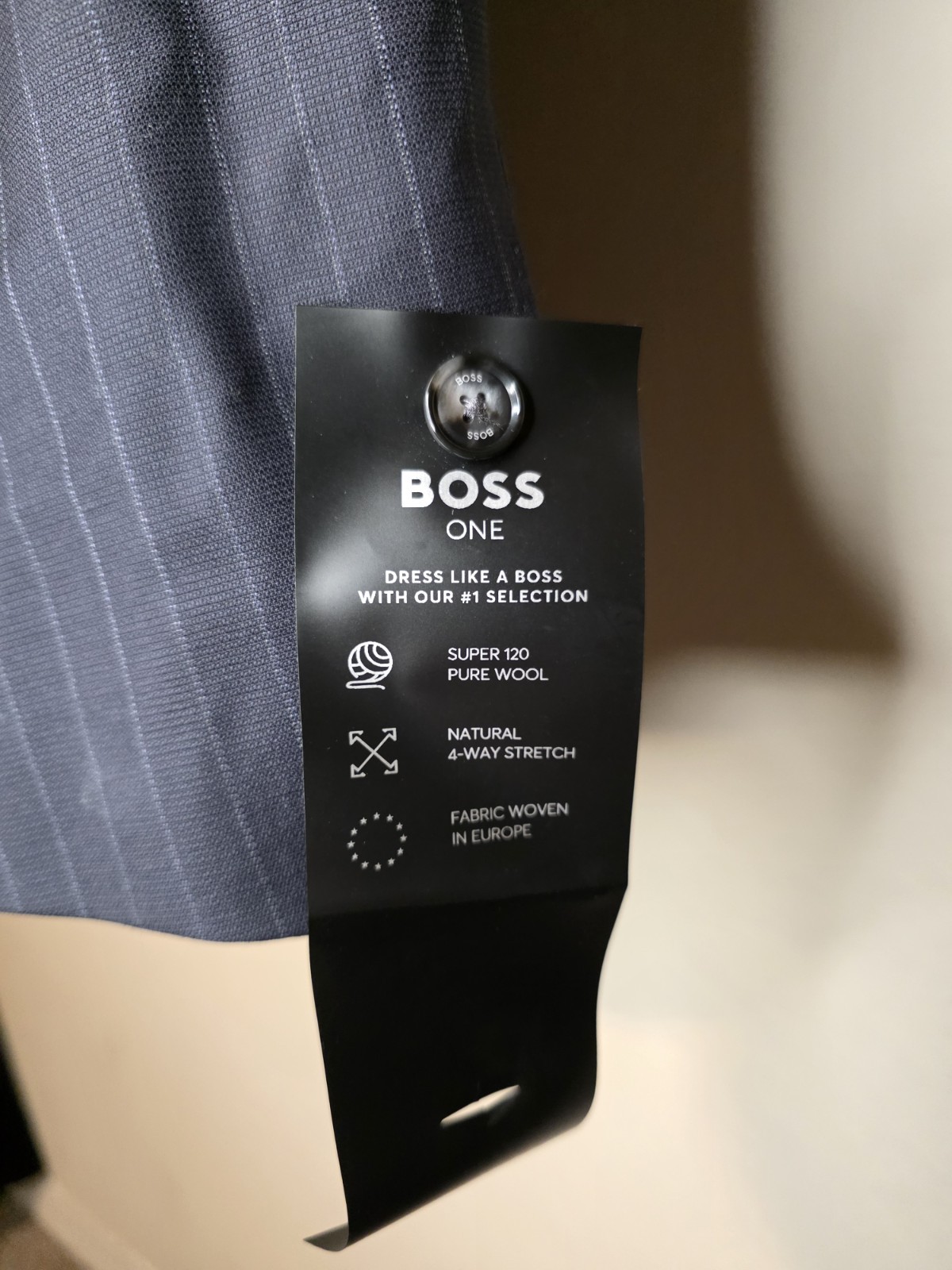 Hugo BOSS Huge Slim Fit Navy Pinstripe Wool Jacket BOSS 40R thumbnail 6