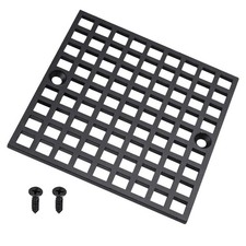 4" Matte Black Shower Drain Cover, 304 Stainless Steel Square Floor