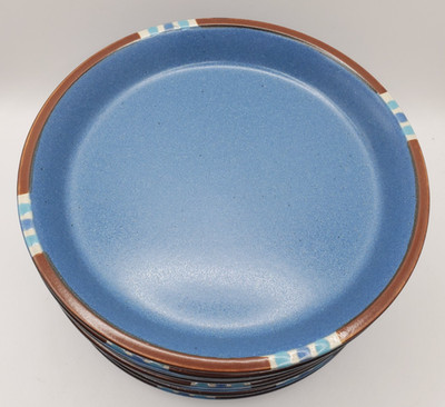 Dansk Mesa Sky Blue Salad Plates 7.5'' Stoneware Rimmed Southwestern Lot 4