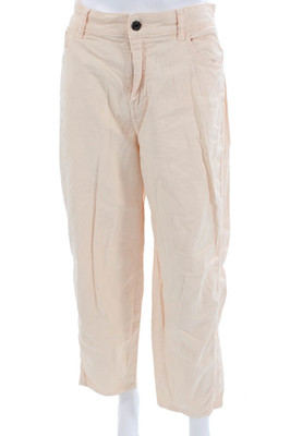 Vanessa Bruno Women Beige Cropped Chino Pants High Rise Button Size 42