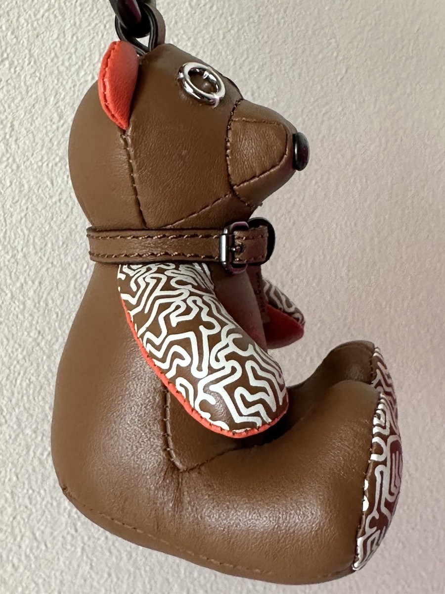 NWT COACH X KEITH HARING SADDLE /MULTI LEATHER BEAR BAG CHARM