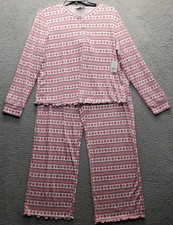 LOFT Henley Pointelle Pajama Set Womens XXL Multi Snowflake Stretch Sleepwear