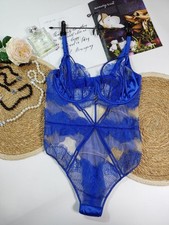 Lace bodysuit by Ann Summers in electric blue, size EU 80 D E