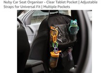 Nuby Back Seat Car Organizer for Kids with Tablet Holder and Pockets Black EUC