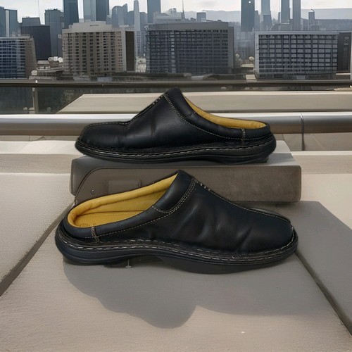 Samuel Windsor Black Leather Mules / Clog / Sandals / Comfort Shoes Size UK 10