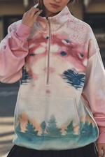 Anthropologie Pilcro Women's XL Sweatshirt Printed Fleece Half Zip Pullover