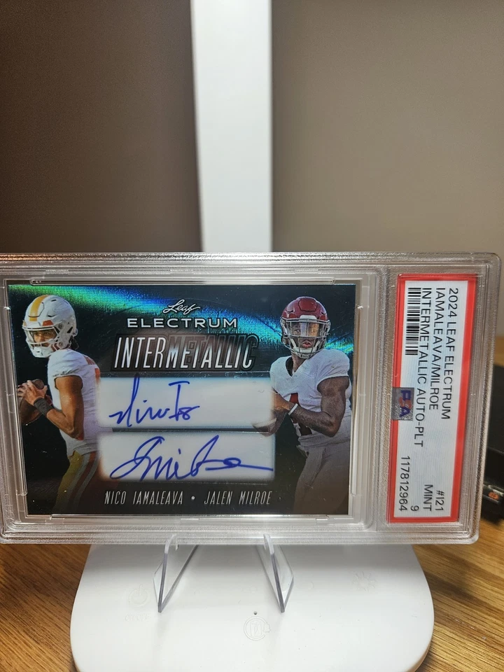 2024 Leaf Electrum Nico Lamaleava/Jalen Milroe Dual Auto PSA 9 Mint 4/6 - Image 2 of 3