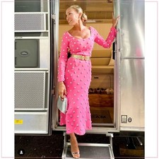 $6990 Oscar de la Renta Crystal Embellished Sleeveless Azalea Pink Runway Dress