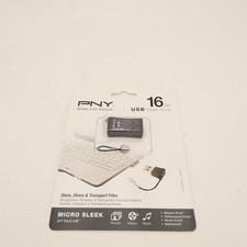 PNY 16GB Micro Sleek Attache USB 2.0 Flash Drive Black P-FDU16GSLK/GRY-GE NIP