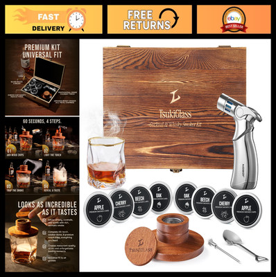 Whiskey Smoker Kit with Torch   8 Wood Chip Flavors, Cocktail Infuser, Gifts for