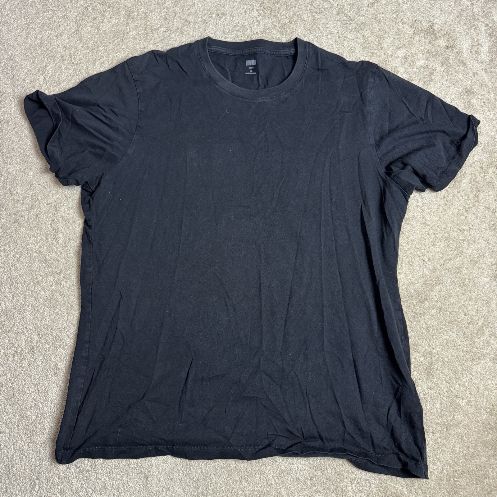 Uniqlo Supima Mens Crew Neck T Shirt Black XL Black