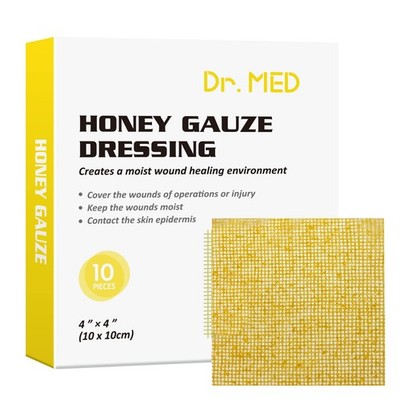 Dr. Med Honey Gauze Dressing 4'' x 4'', Manuka x - 10 Pcs/Box 